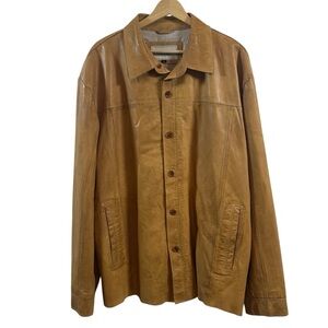 Williams & Kent Camel Tan Lightweight Leather Jacket Pockets Lined Men’s 2XL